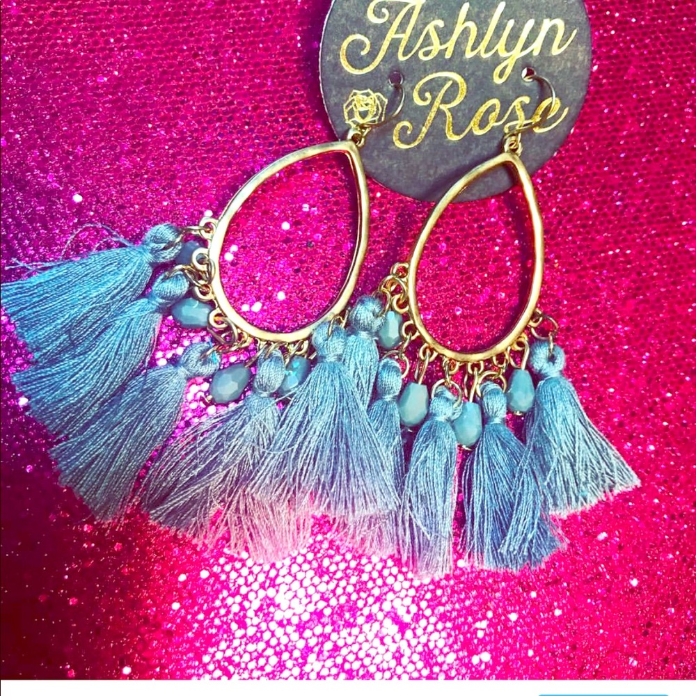 Gray tassel earrings
